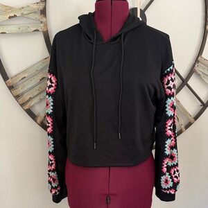 Rebellion Hoodie with Colorful Embroidered Sleeves